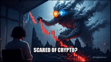 a drawing of a monster with the words scared of crypto written below it