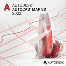 a poster for autodesk autocad map 3d 2022 with a drawing of a building