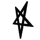 a black pentagram on a white background