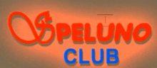 a logo for speluno club in red and blue letters