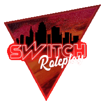 a red triangle with a city skyline and the words switch roleplay