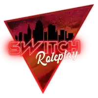 a red triangle with a city skyline and the words switch roleplay