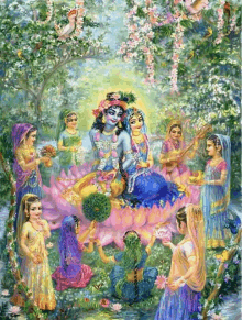 a painting of a group of women surrounding a deity