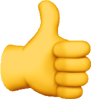 a yellow hand giving a thumbs up sign on a white background