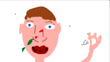 a child 's drawing of a man 's face with red spots on it