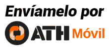 a logo for enviamelo por ath movil with an orange circle