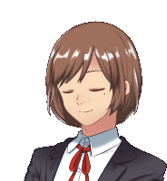 a drawing of a girl with her eyes closed wearing a suit