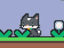 a pixel art illustration of a cat standing next to a lamp .