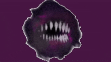 a purple background with a white outline of a monster mouth