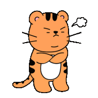 a cartoon tiger with its arms crossed and a cloud of steam coming out of its nose