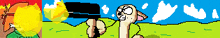 a pixel art of a person holding a gun next to a dog
