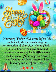 a religious easter greeting card with a prayer
