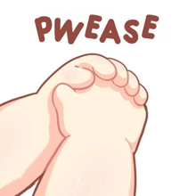 a cartoon illustration of a person 's hands with the word pwease written above them