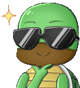 a cartoon of a turtle wearing sunglasses and a star .