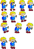 a cartoon of a boy holding a microphone with different expressions