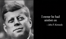 a black and white image of john f. kennedy with a quote from him