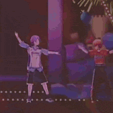 a cartoon drawing of a man and woman dancing