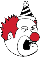 a drawing of a clown with a party hat on