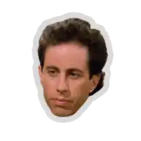 a sticker of jerry seinfeld with the words i agree below it