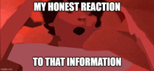 a picture of a cartoon character with the words my honest reaction to that information