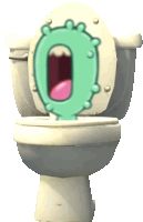 a cartoon drawing of a toilet with the letter o coming out of it