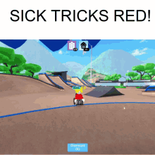 a screen shot of a video game with the words sick tricks red