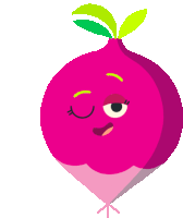 a cartoon illustration of a radish with a wink on its eye