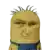 a close up of a minion with a man 's face on it 's face .