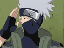 kakashi hatake from naruto is wearing a mask and a headband with a circle on it .