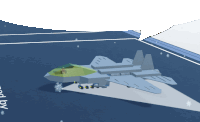 a 3d model of a fighter jet on a runway with snowflakes