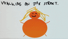 a child 's drawing of a walking on the street character