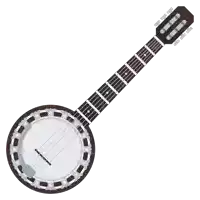 a drawing of a banjo with a black neck