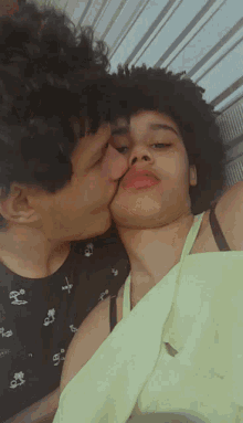 love couple kiss cheek bite cheek selfie