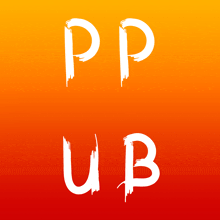 the letters pp and ub are painted in white on a red and orange background