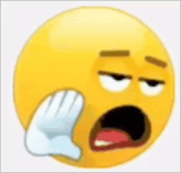 a cartoon smiley face with a hand covering its face .