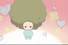 a cartoon character with a big afro and hearts around him