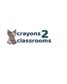 a logo for crayons 2 classrooms with two crayons on it