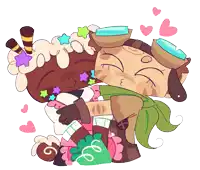 a drawing of two cartoon characters hugging each other