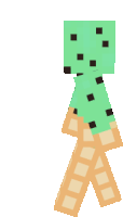 a minecraft character with a ice cream cone on his feet