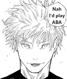 a black and white drawing of a man with the words " nah i 'd play aba " above his head