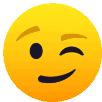 a yellow smiley face is winking with a black eye