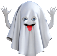 a cartoon ghost is sticking its tongue out and making a funny face