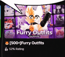 a poster for furry outfits with a picture of a furry cat