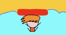 a cartoon drawing of a person with red hair and a red circle on top of their head