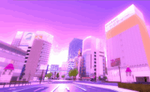 a purple and white cityscape with a building that says project on it