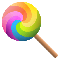 a rainbow colored lollipop with a wooden stick on a white background