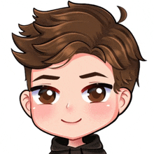 a cartoon drawing of a boy with brown hair and brown eyes