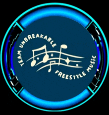 a logo for team unbreakable freestyle music with music notes