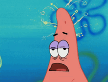 patrick star from spongebob squarepants has a tear running down his face