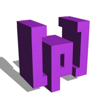 a 3d rendering of a purple letter w on a white background with a shadow .